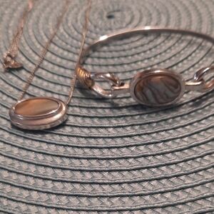 Avon Silver and Brown Necklace Set